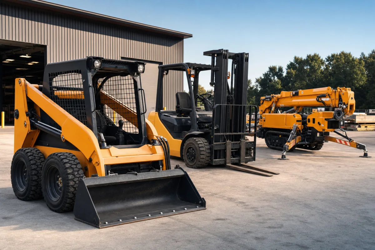 CASDE skid steer loader, forklift and spider crane rental fleet
