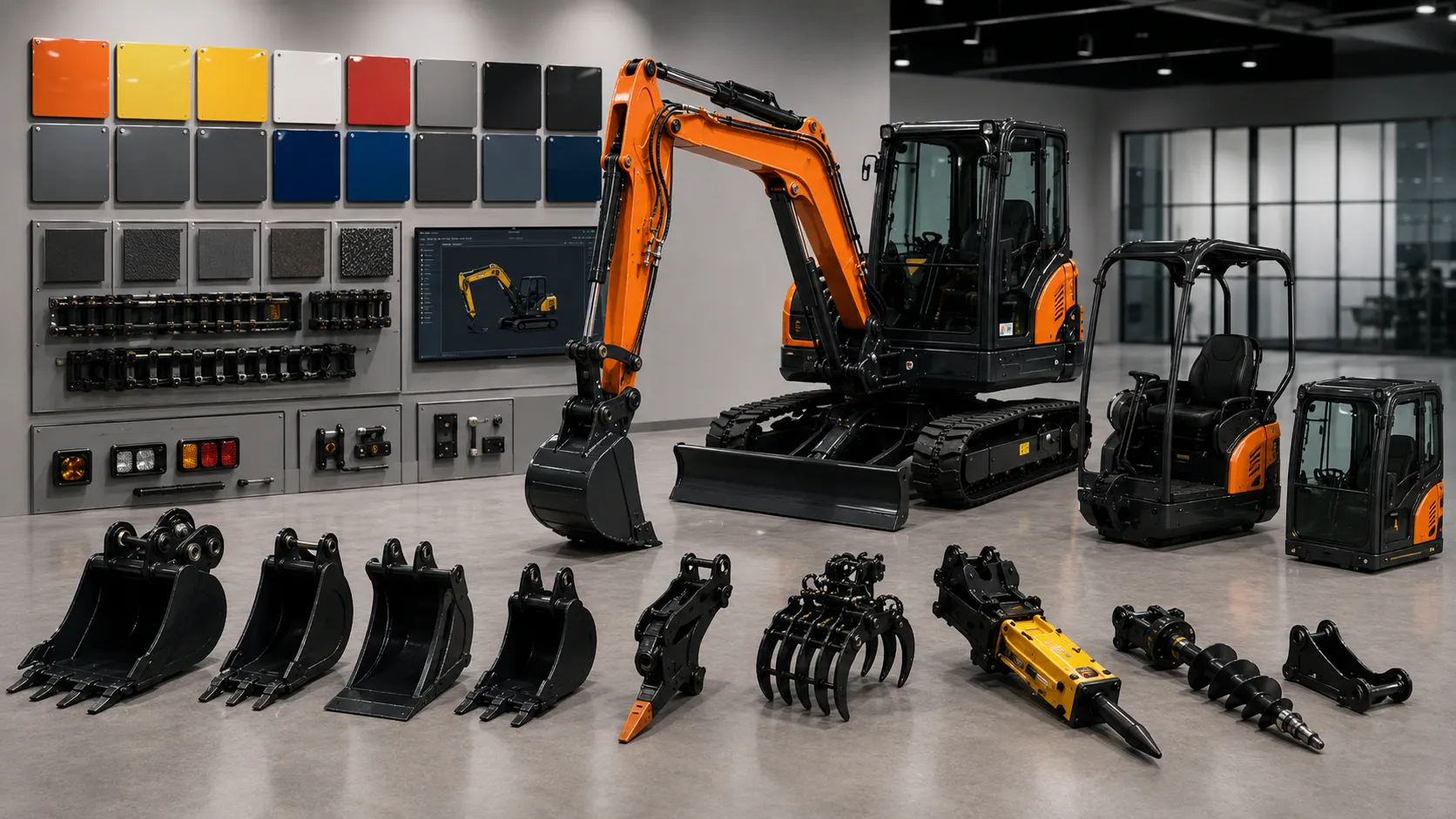 CASDE mini excavator configurable options and attachments