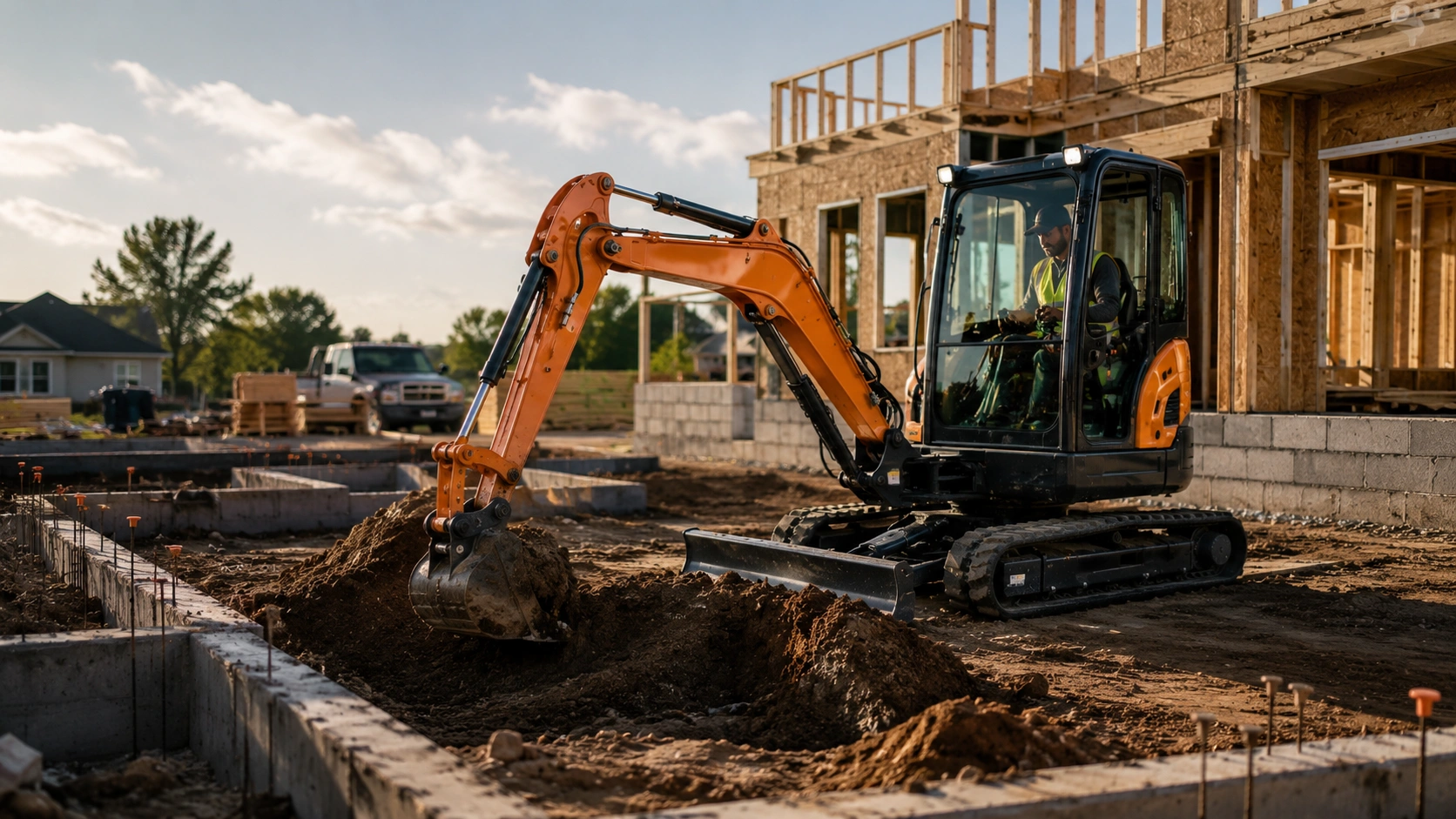 Mini excavator for construction