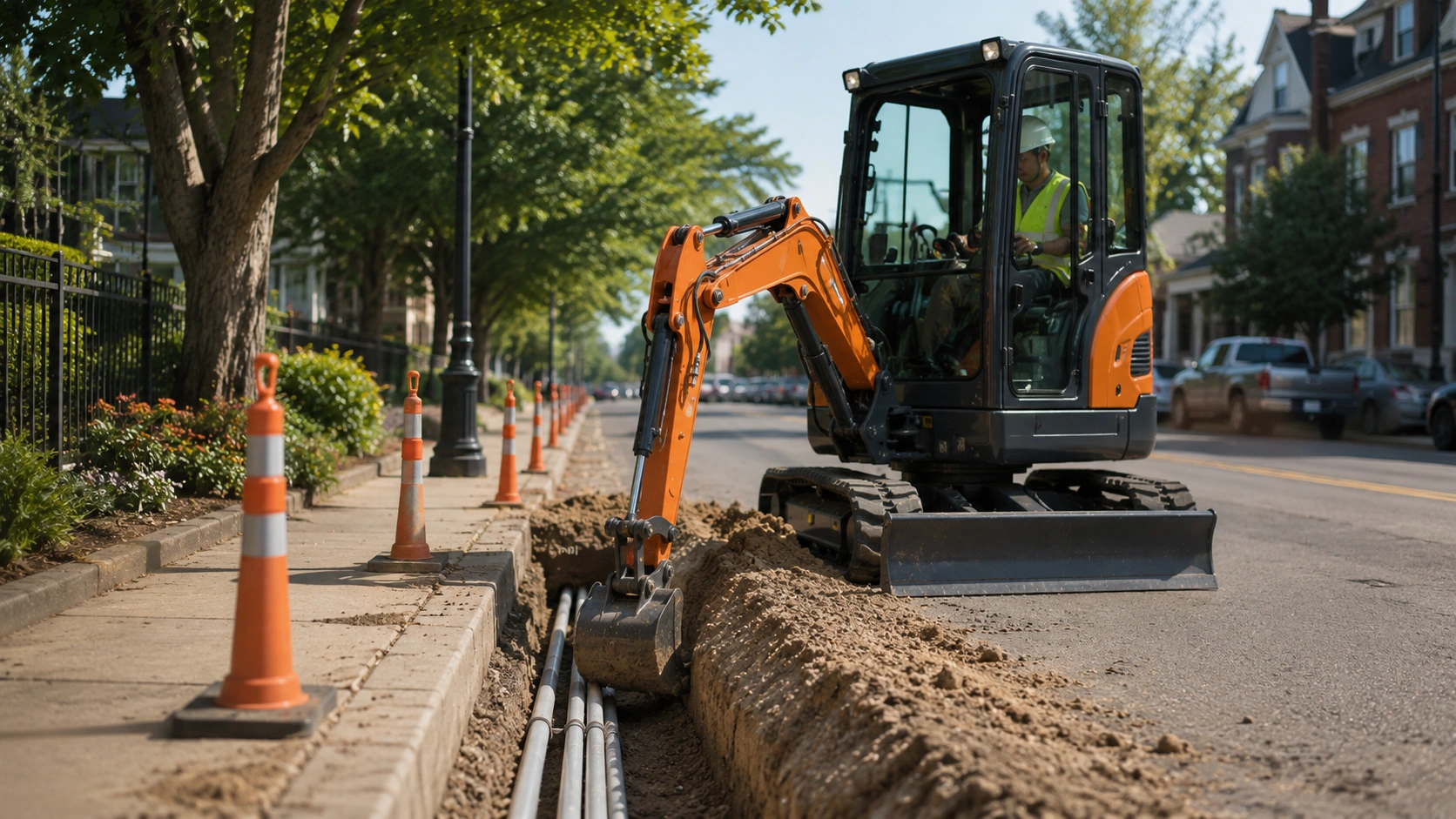 Mini excavator for utility work