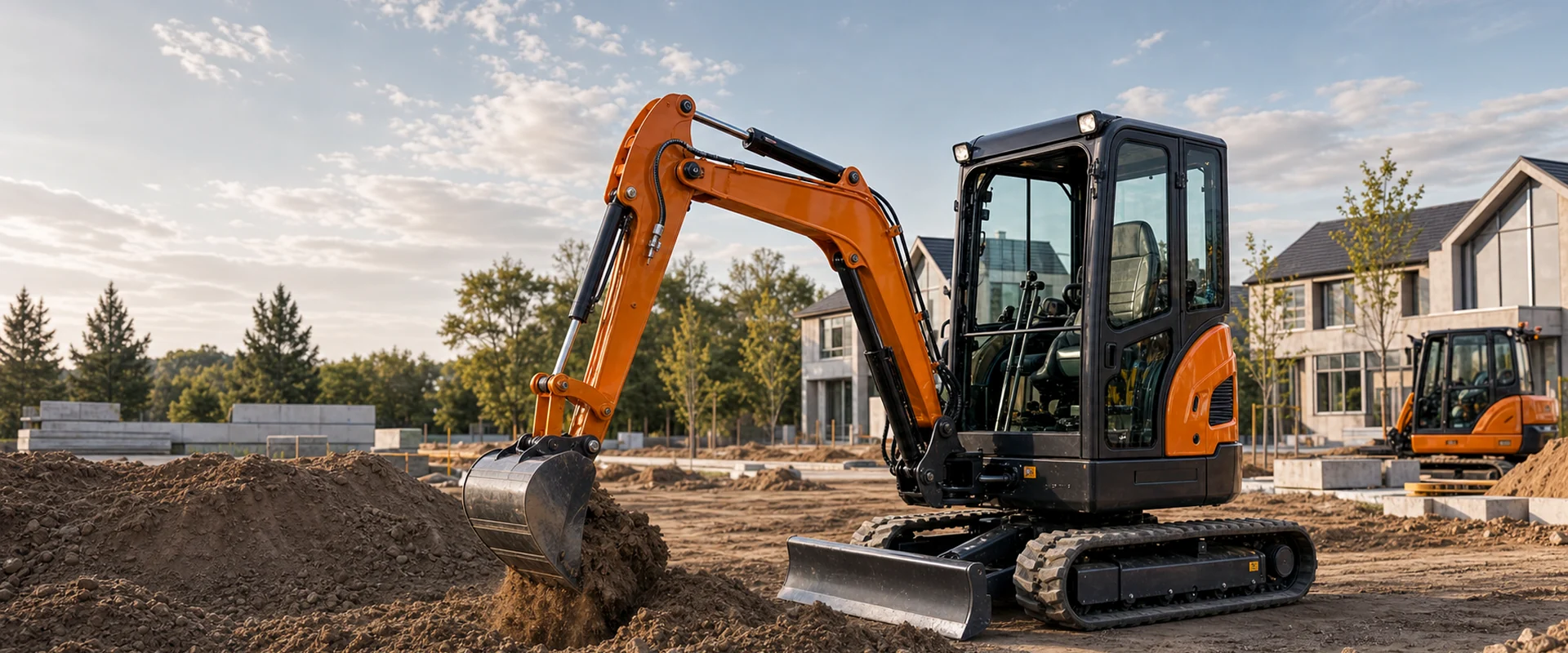 CASDE mini excavator working on a construction site