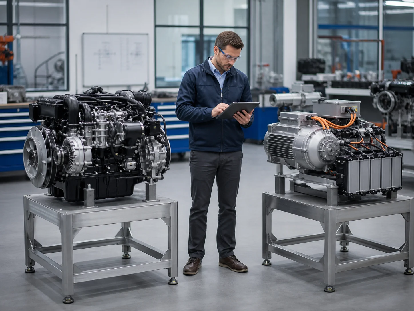 Diesel engine and electric motor configuration options